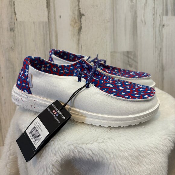 NWT Hey Dude Women's Size 6 Wendy Americana Flat Slip On Shoes BILLS COLORS! - Picture 2 of 9